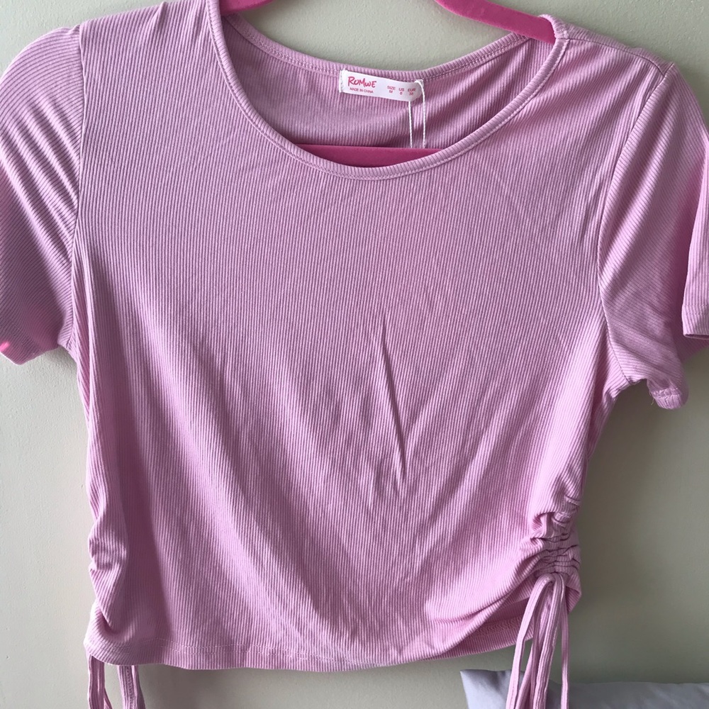 ROMWE Side Drawstring Crop Top - Picture 2 of 5